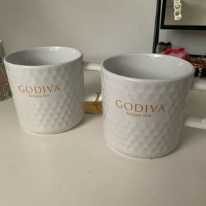 2 White GODIVA mug